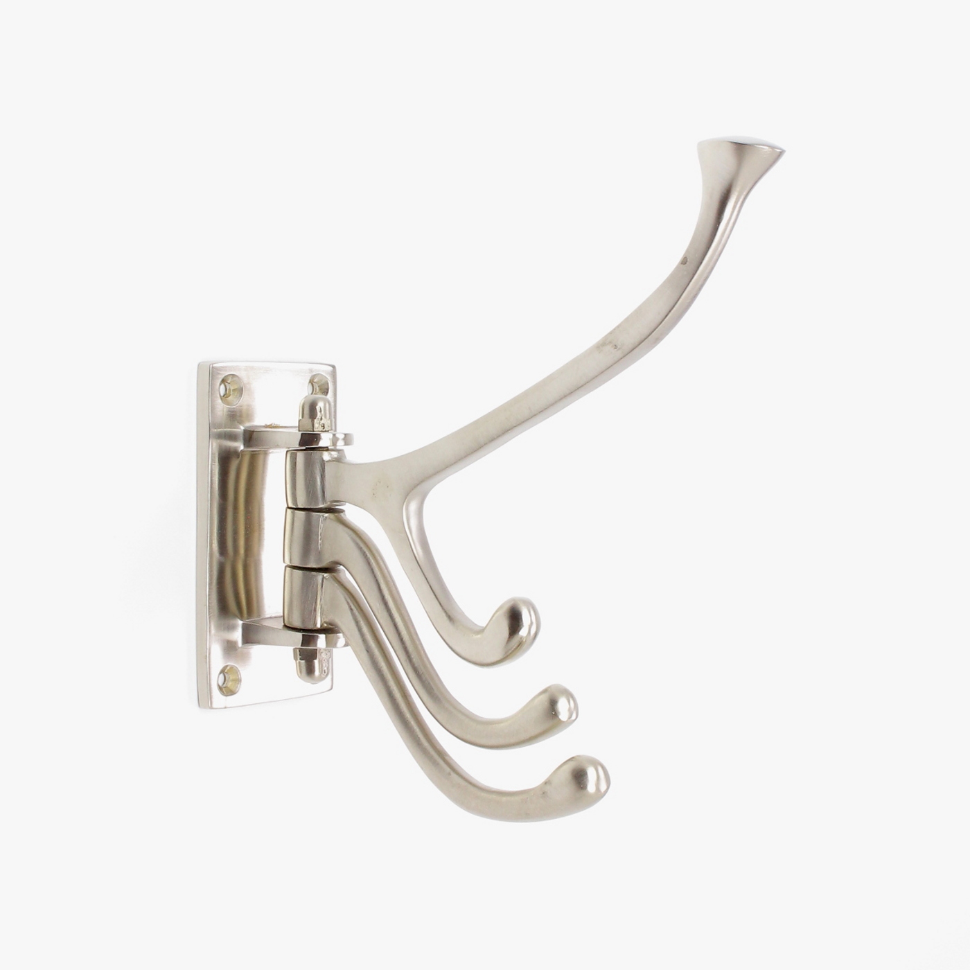 Brushed Silver Pivot Coat Hook Matte Silver Swinging Multi Arm Hook abodent