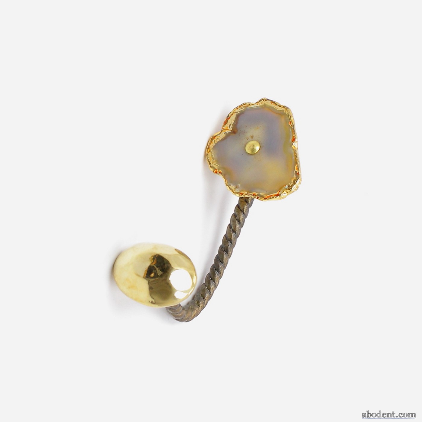 Agate Slice Gemstone Coat Hook | Golden Stone Hook | abodent.com