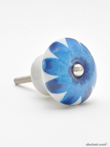 Bright Blue Flower Cupboard Knobs