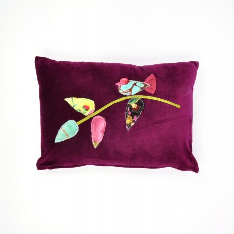 Bird On a Branch Cushion - Purple