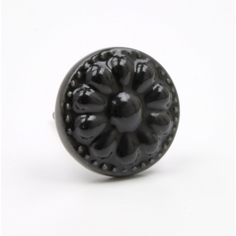 Flat Round Black Ceramic Knob