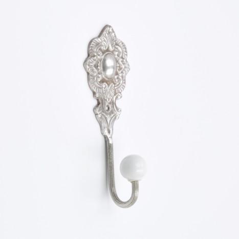 Antiqued Decorative Silver Coat Hook