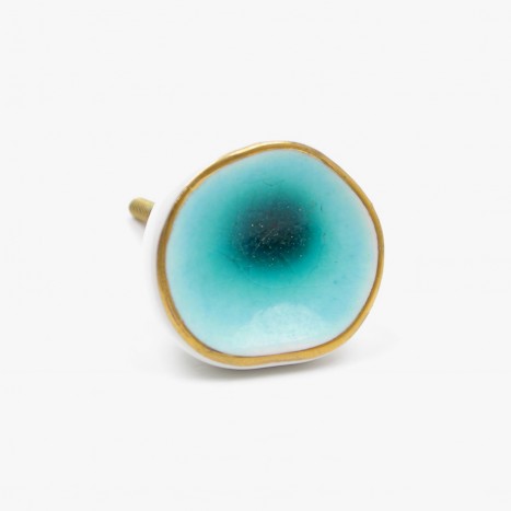 Ceramic Glass Cupboard Knob - Turquoise