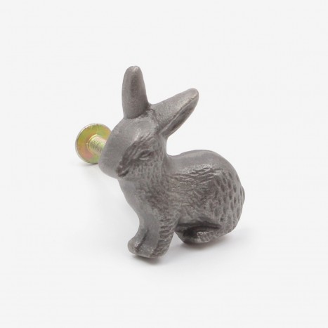 Country Rabbit Cupboard Knob - Plain Metal Grey