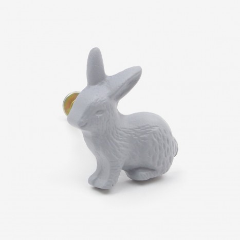 Country Rabbit Cupboard Knob - Grey