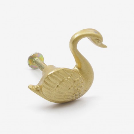 Swimming Swan Cupboard Knob - Gold