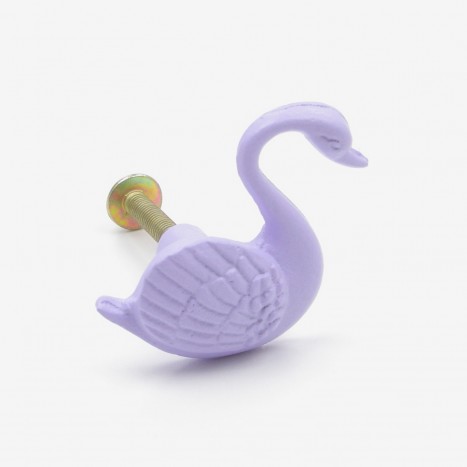 Swimming Swan Cupboard Knob - Purple