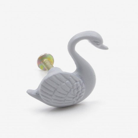 Swimming Swan Cupboard Knob - Grey