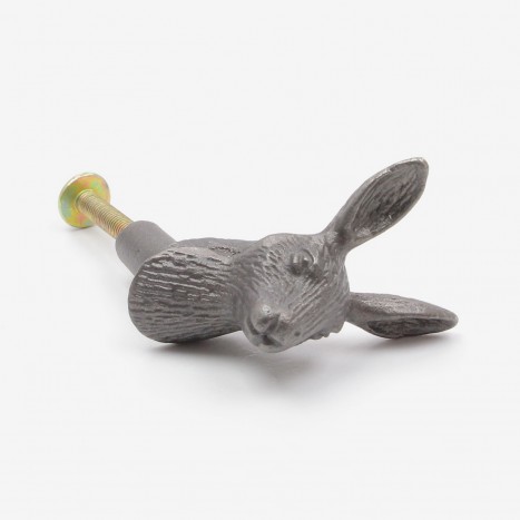 Handsome Hare Cupboard Knob - Plain Metal Grey