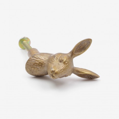 Handsome Hare Cupboard Knob - Antique Brass