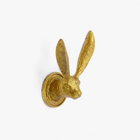 Hare's Head Wall Hook - Gold