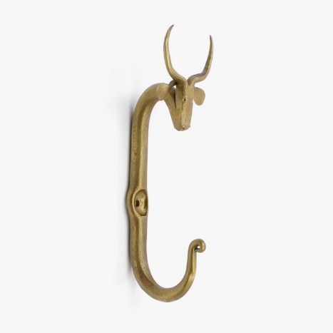 Ironwork Bull Coat Hook - Antique Brass