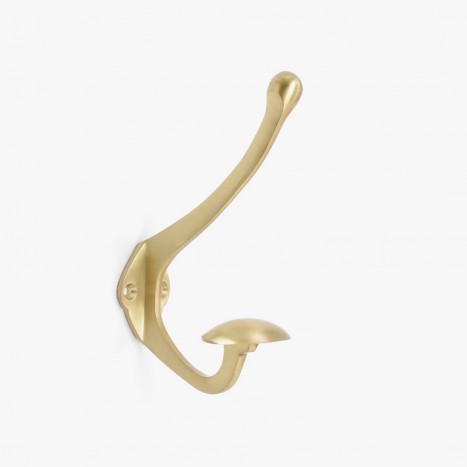 Cast Clip And Ball Coat Hook - Brushed Brass
