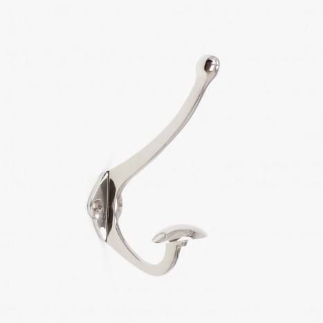 Cast Clip And Ball Coat Hook - Polished Silver
