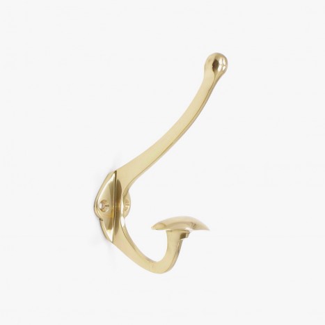 Cast Clip And Ball Coat Hook - Polished Brass