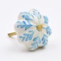 Turquoise Painted Flower Ceramic Knob